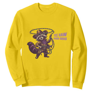 Mardi Gras Raccoon Sweatshirt Yee Haw Cowboy Mardi Gras Carnival Trendy Meme TS14 Daisy Print Your Wear