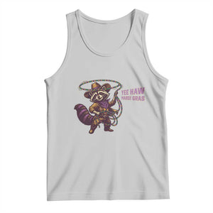 Mardi Gras Raccoon Tank Top Yee Haw Cowboy Mardi Gras Carnival Trendy Meme TS14 Ash Print Your Wear
