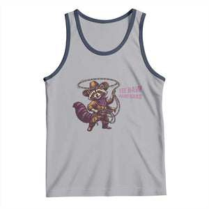 Mardi Gras Raccoon Tank Top Yee Haw Cowboy Mardi Gras Carnival Trendy Meme TS14 Athletic Heather Navy Print Your Wear