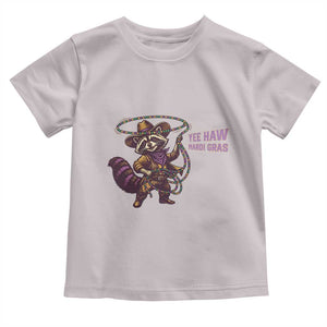 Mardi Gras Raccoon Toddler T Shirt Yee Haw Cowboy Mardi Gras Carnival Trendy Meme TS14 Ice Gray Print Your Wear
