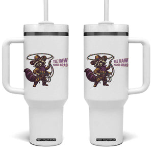 Mardi Gras Raccoon Tumbler With Handle Yee Haw Cowboy Mardi Gras Carnival Trendy Meme TS14 One Size: 40 oz White Print Your Wear