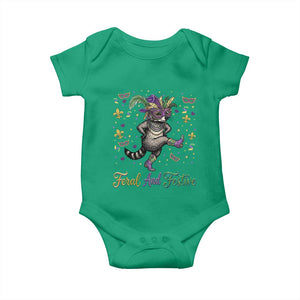 Mardi Gras Raccoon Baby Onesie Feral And Festive TS14 Irish Green Print Your Wear
