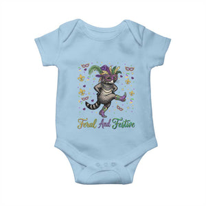 Mardi Gras Raccoon Baby Onesie Feral And Festive TS14 Light Blue Print Your Wear