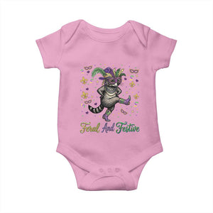 Mardi Gras Raccoon Baby Onesie Feral And Festive TS14 Light Pink Print Your Wear