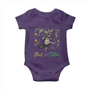 Mardi Gras Raccoon Baby Onesie Feral And Festive TS14 Purple Print Your Wear