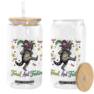 Mardi Gras Raccoon Glass Can Feral And Festive TS14 Print Your Wear
