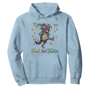 Mardi Gras Raccoon Hoodie Feral And Festive TS14 Light Blue Print Your Wear