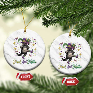 Mardi Gras Raccoon Ceramic Ornament Feral And Festive TS14 1pc White Marble Print Your Wear