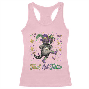 Mardi Gras Raccoon Racerback Tank Top Feral And Festive TS14 Light Pink Print Your Wear