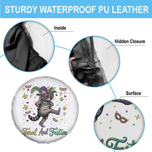 Mardi Gras Raccoon Spare Tire Cover Feral And Festive TS14 Print Your Wear