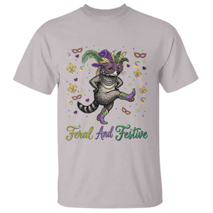 Mardi Gras Raccoon T Shirt Feral And Festive TS14 Ice Gray Print Your Wear