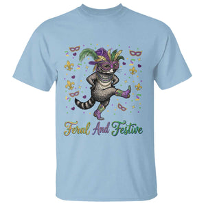Mardi Gras Raccoon T Shirt Feral And Festive TS14 Light Blue Print Your Wear