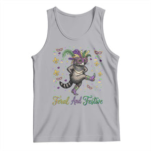 Mardi Gras Raccoon Tank Top Feral And Festive TS14 Athletic Heather Print Your Wear
