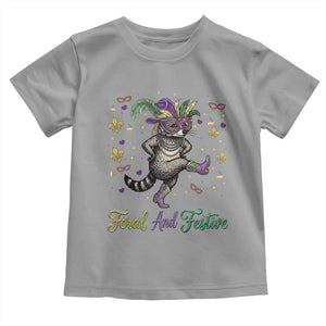 Mardi Gras Raccoon Toddler T Shirt Feral And Festive TS14 Sport Gray Print Your Wear