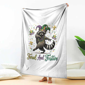 Mardi Gras Raccoon Throw Blanket Feral And Festive Trased Panda TS14 Print Your Wear