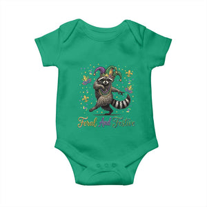 Mardi Gras Raccoon Baby Onesie Feral And Festive Trased Panda TS14 Irish Green Print Your Wear