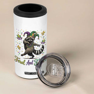 Mardi Gras Raccoon 4 in 1 Can Cooler Tumbler Feral And Festive Trased Panda TS14 Print Your Wear