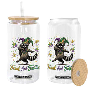 Mardi Gras Raccoon Glass Can Feral And Festive Trased Panda TS14 Print Your Wear