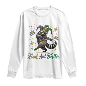Mardi Gras Raccoon Long Sleeve Shirt Feral And Festive Trased Panda TS14 White Print Your Wear