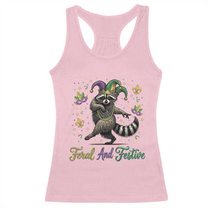 Mardi Gras Raccoon Racerback Tank Top Feral And Festive Trased Panda TS14 Light Pink Print Your Wear