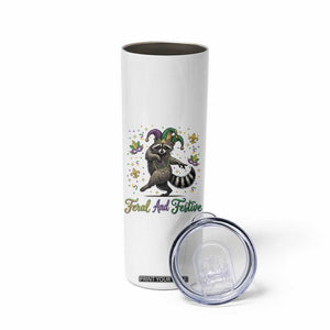 Mardi Gras Raccoon Skinny Tumbler Feral And Festive Trased Panda TS14 Print Your Wear