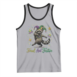 Mardi Gras Raccoon Tank Top Feral And Festive Trased Panda TS14 Athletic Heather Black Print Your Wear