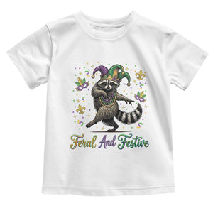 Mardi Gras Raccoon Toddler T Shirt Feral And Festive Trased Panda TS14 White Print Your Wear