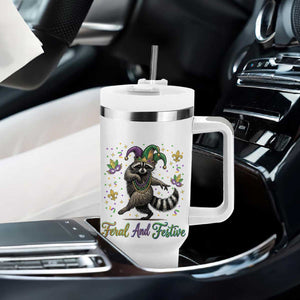 Mardi Gras Raccoon Tumbler With Handle Feral And Festive Trased Panda TS14 Print Your Wear