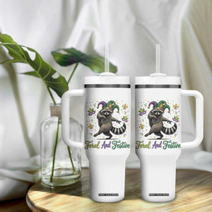 Mardi Gras Raccoon Tumbler With Handle Feral And Festive Trased Panda TS14 Print Your Wear