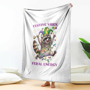 Mardi Gras Raccoon Throw Blanket Festive Vibes Feral Energy TS14 Print Your Wear