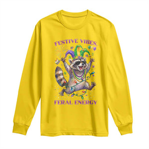Mardi Gras Raccoon Long Sleeve Shirt Festive Vibes Feral Energy TS14 Daisy Print Your Wear