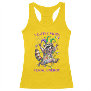 Mardi Gras Raccoon Racerback Tank Top Festive Vibes Feral Energy TS14 Daisy Print Your Wear