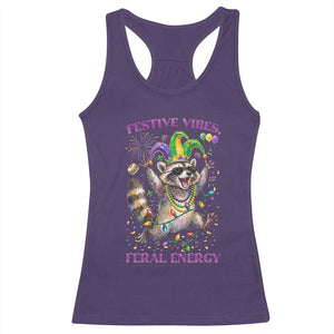 Mardi Gras Raccoon Racerback Tank Top Festive Vibes Feral Energy TS14 Purple Print Your Wear