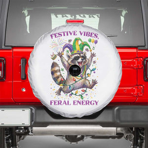 Mardi Gras Raccoon Spare Tire Cover Festive Vibes Feral Energy TS14 White Print Your Wear