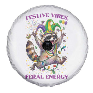 Mardi Gras Raccoon Spare Tire Cover Festive Vibes Feral Energy TS14 Print Your Wear