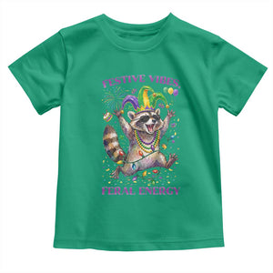 Mardi Gras Raccoon Toddler T Shirt Festive Vibes Feral Energy TS14 Irish Green Print Your Wear