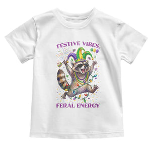 Mardi Gras Raccoon Toddler T Shirt Festive Vibes Feral Energy TS14 White Print Your Wear