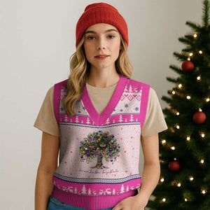 Mardi Gras Mask Tree V-Neck Knit Sweater Vest Laissez Les Bon Temps Rouler TS14 Hot Pink Print Your Wear