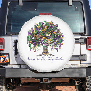 Mardi Gras Mask Tree Spare Tire Cover Laissez Les Bon Temps Rouler TS14 No hole White Print Your Wear