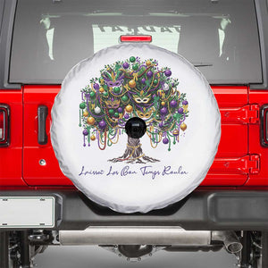 Mardi Gras Mask Tree Spare Tire Cover Laissez Les Bon Temps Rouler TS14 White Print Your Wear