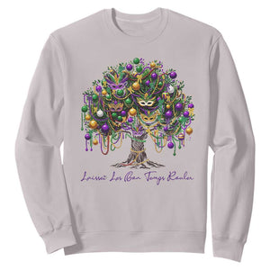 Mardi Gras Mask Tree Sweatshirt Laissez Les Bon Temps Rouler TS14 Ice Gray Print Your Wear