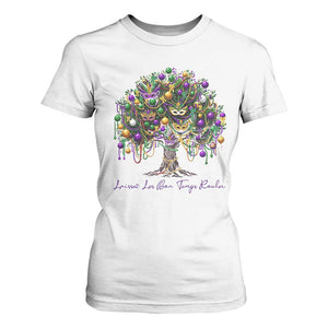 Mardi Gras Mask Tree T Shirt For Women Laissez Les Bon Temps Rouler TS14 White Print Your Wear