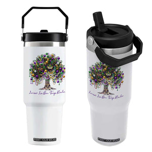 Mardi Gras Mask Tree Flip Straw Tumbler Laissez Les Bon Temps Rouler TS14 One Size: 30 oz White Print Your Wear