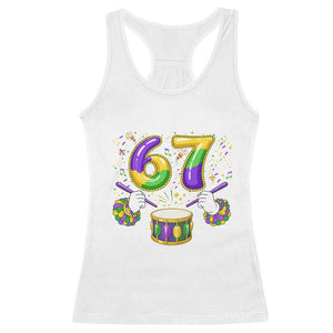 67 Mardi Gras Meme Racerback Tank Top Funny Six Seven Carnival Trendy TS14 White Print Your Wear
