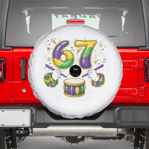 67 Mardi Gras Meme Spare Tire Cover Funny Six Seven Carnival Trendy TS14 White Print Your Wear