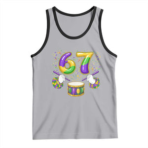 67 Mardi Gras Meme Tank Top Funny Six Seven Carnival Trendy TS14 Athletic Heather Black Print Your Wear