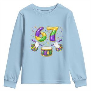 67 Mardi Gras Meme Youth Sweatshirt Funny Six Seven Carnival Trendy TS14 Light Blue Print Your Wear