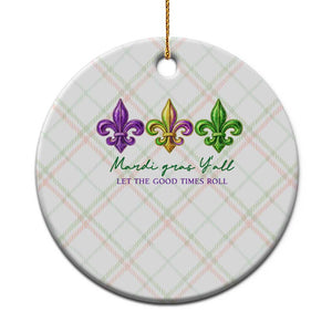 Mardi Gras Ceramic Ornament Let The Good Time Roll TS14 1pc Christmas Plaid Print Your Wear