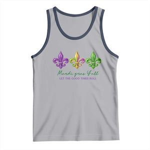 Mardi Gras Tank Top Let The Good Time Roll TS14 Athletic Heather Navy Print Your Wear