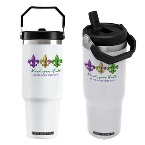 Mardi Gras Flip Straw Tumbler Let The Good Time Roll TS14 One Size: 30 oz White Print Your Wear